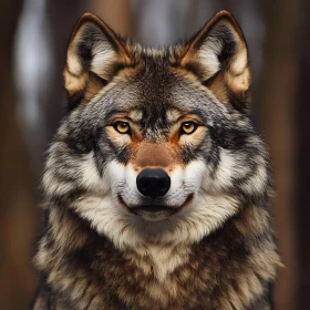 Wolf's Gaze - Close-Up Animal Portrait