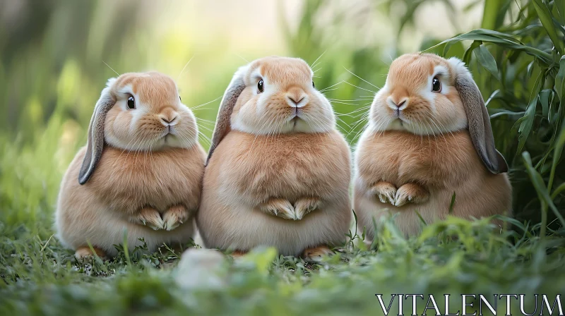 Adorable Bunnies in Natural Habitat AI Image