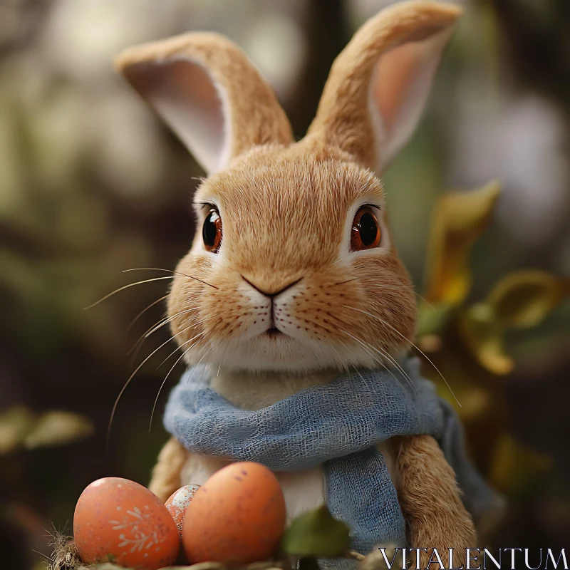 AI ART Whimsical Rabbit and Easter Eggs Composition