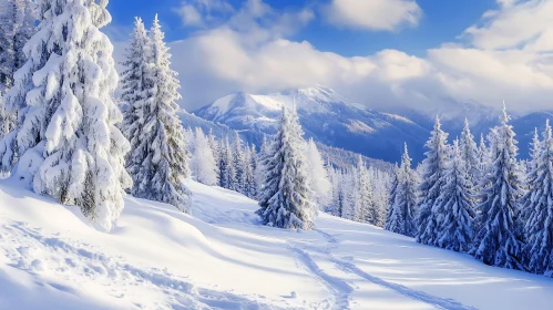 Winter Wonderland Mountain Scene