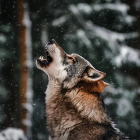 Wolf's Cry in the Winter Wilderness