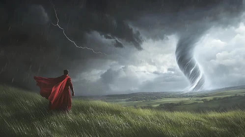 Caped Hero vs. Tornado