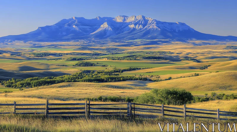 Rolling Hills and Mountain Scenery AI Image