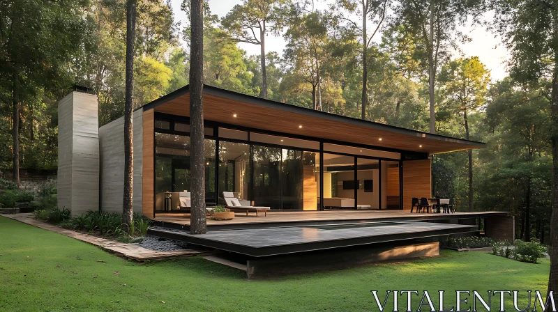 Contemporary House in Forest Setting AI Image