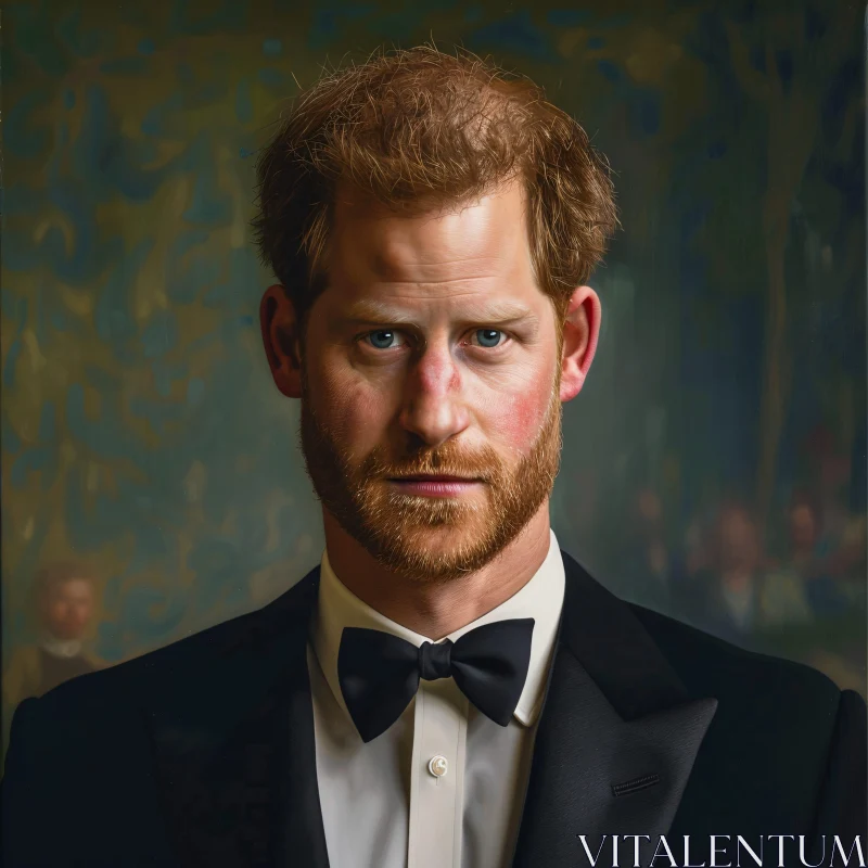 Prince Harry's Formal Portrait AI Image