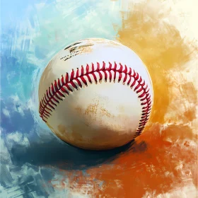 Abstract Baseball Art - Dynamic Brushstroke Painting  AI Generated Image