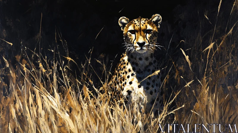 Wild Cheetah among the Grass AI Image