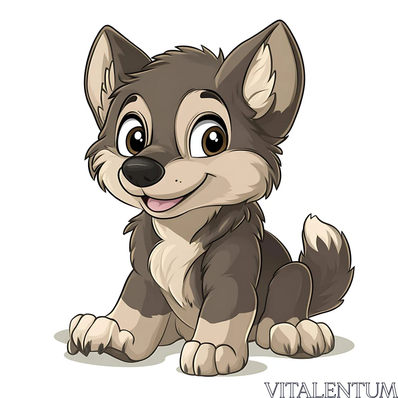 Charming Animated Wolf Cub Image AI Image