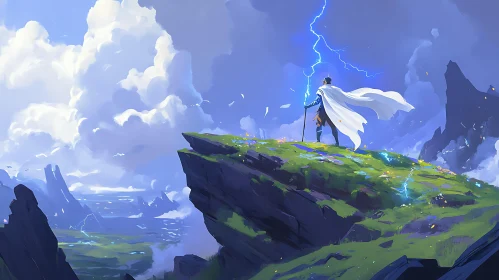 The Lightning Wielder on the Cliff