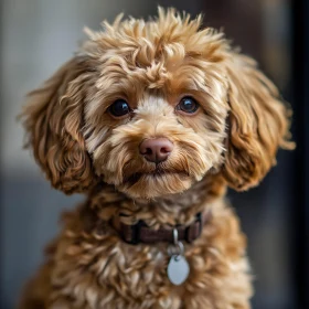 Charming Curly-Haired Puppy with Expressive Eyes