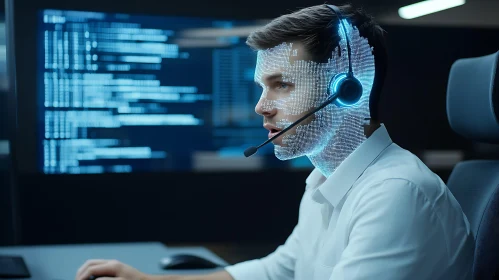 Digital Interface Man with Headset