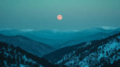 Mountainous Landscape with Moon