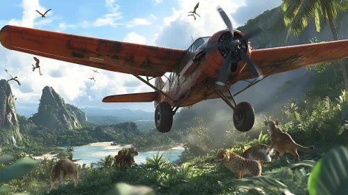 Vintage Plane in Tropical Paradise