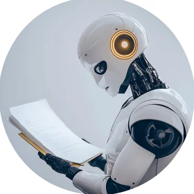 AI Robot Reading Documents