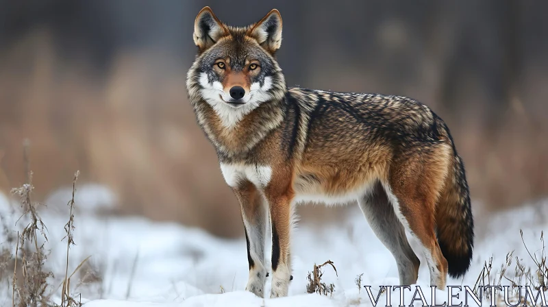 AI ART Winter Wolf Portrait in Snow