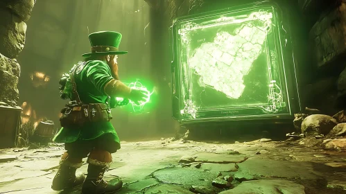 Mystical Leprechaun with Glowing Map