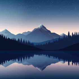 Stillness of Mountain Lake at Dusk