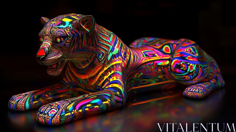 Psychedelic Feline Artwork AI Image