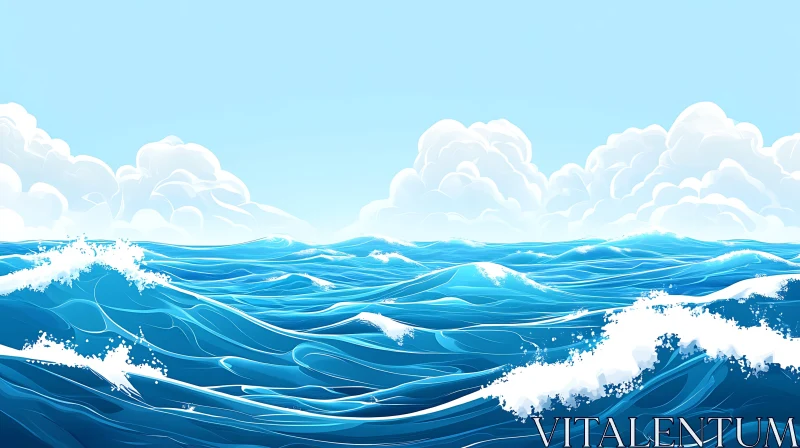 AI ART Peaceful Ocean View with Gentle Waves