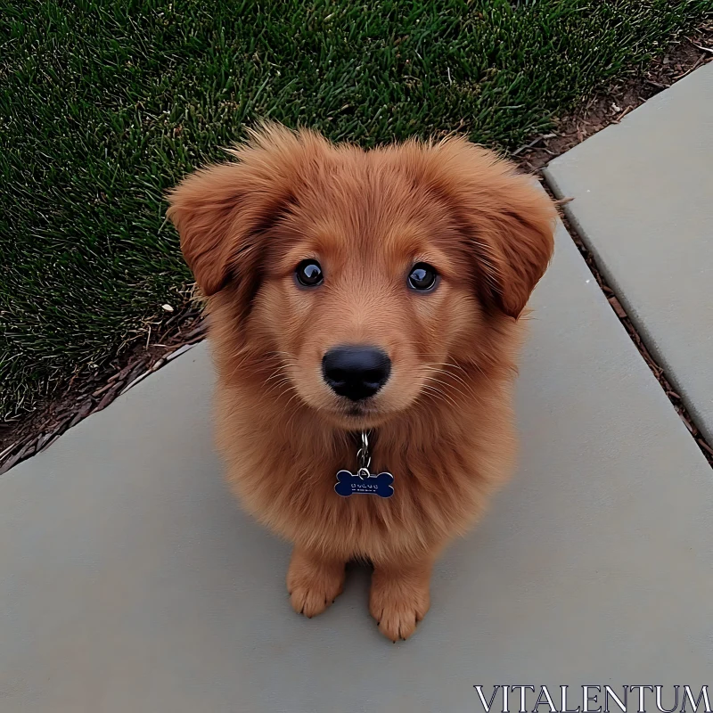 Adorable Fluffy Puppy on Pathway AI Image