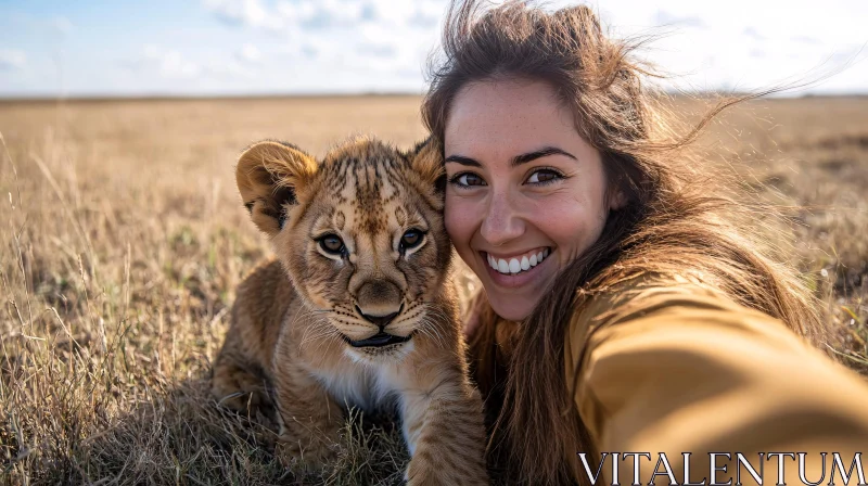 AI ART A Moment with a Lion Cub