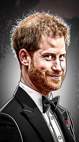 Prince Harry in a Tuxedo Digital Art