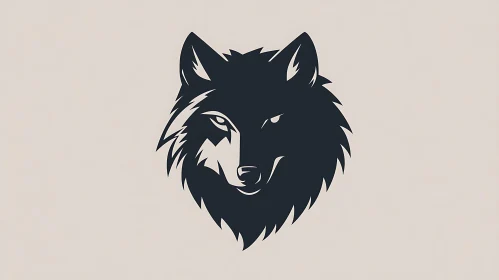 Monochrome Wolf Head Minimalist Design