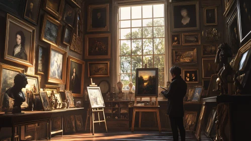 Painter in Art Gallery