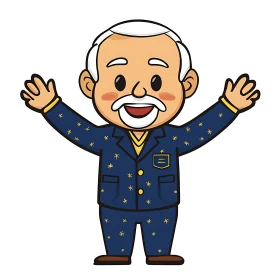 Cartoon Man in Starry Suit