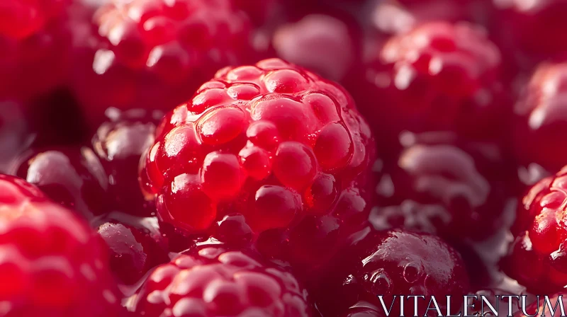 AI ART Macro Shot of Ripe Raspberries