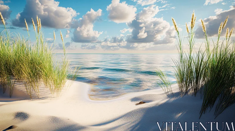 AI ART Coastal Tranquility: A Beach Daydream