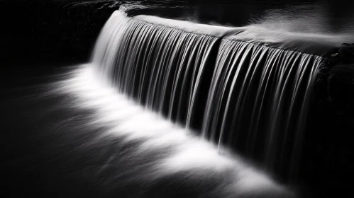 Elegant Black-and-White Waterfall