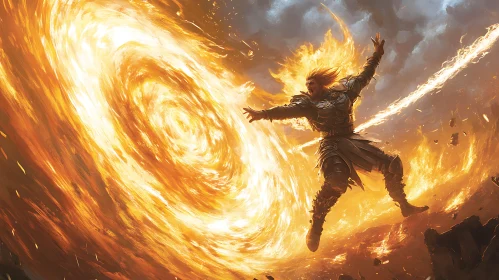 Fiery Warrior in Magical Combat