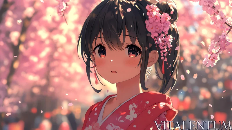 Cherry Blossom Anime Scene AI Image