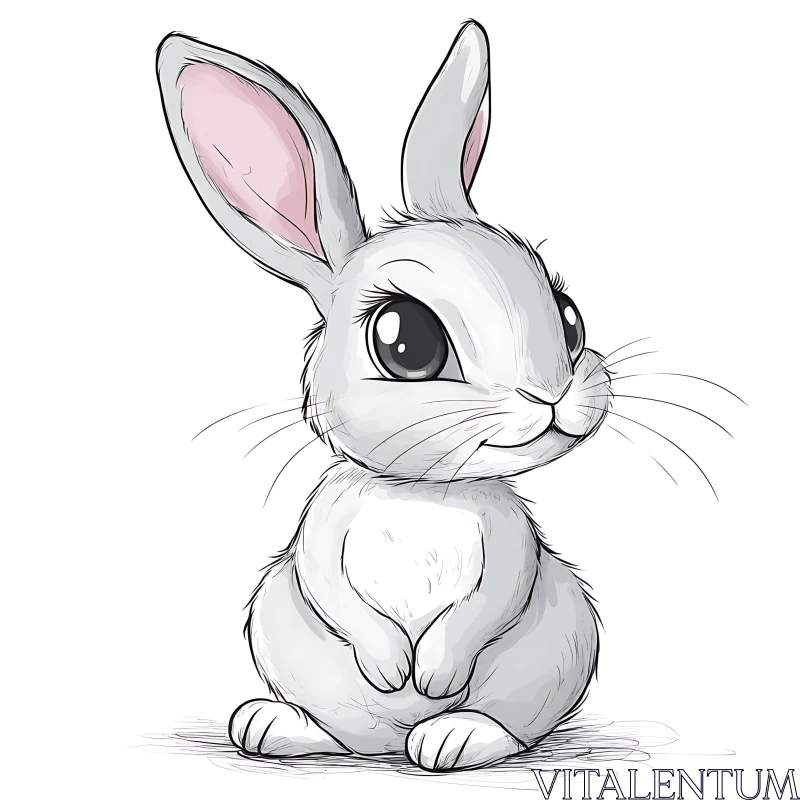 Adorable Bunny Sketch Art AI Image