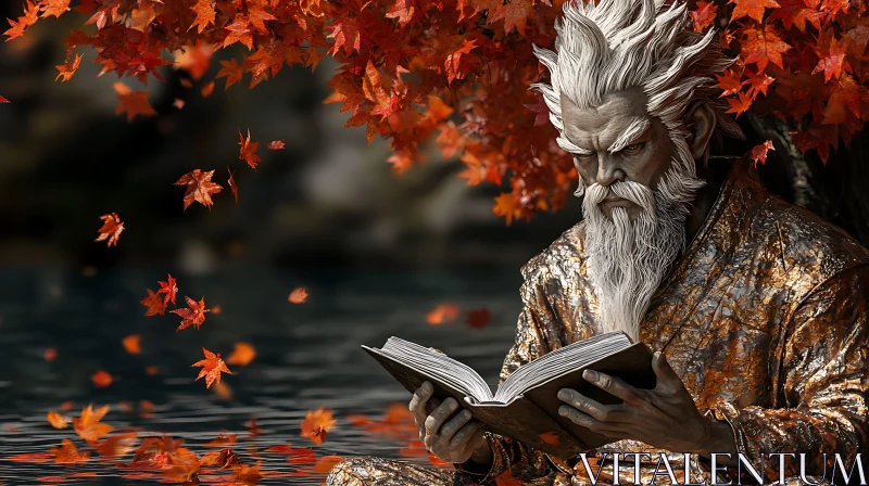 Serene Autumn Reader AI Image