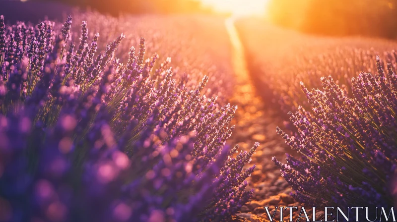 Lavender Field at Sunset AI Image