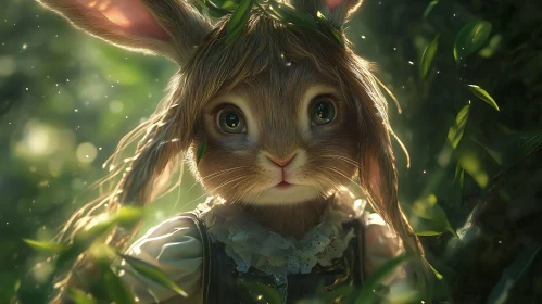 Whimsical Bunny in Greenery