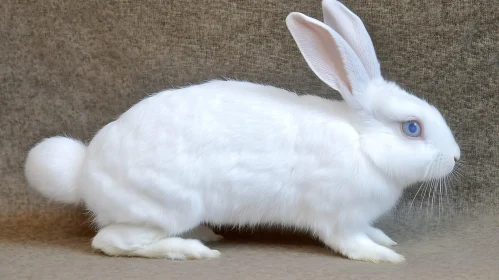 Albino Rabbit with Fluffy White Fur