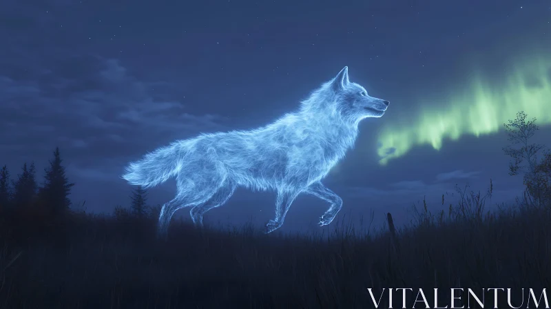 Spirit Wolf at Night AI Image