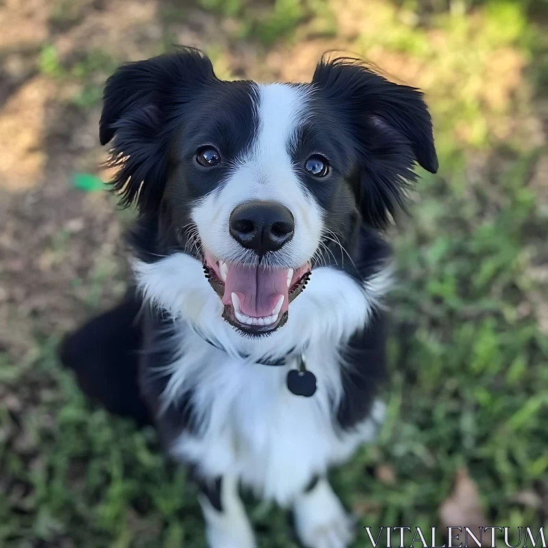 Happy Dog Sitting on Grass AI Image