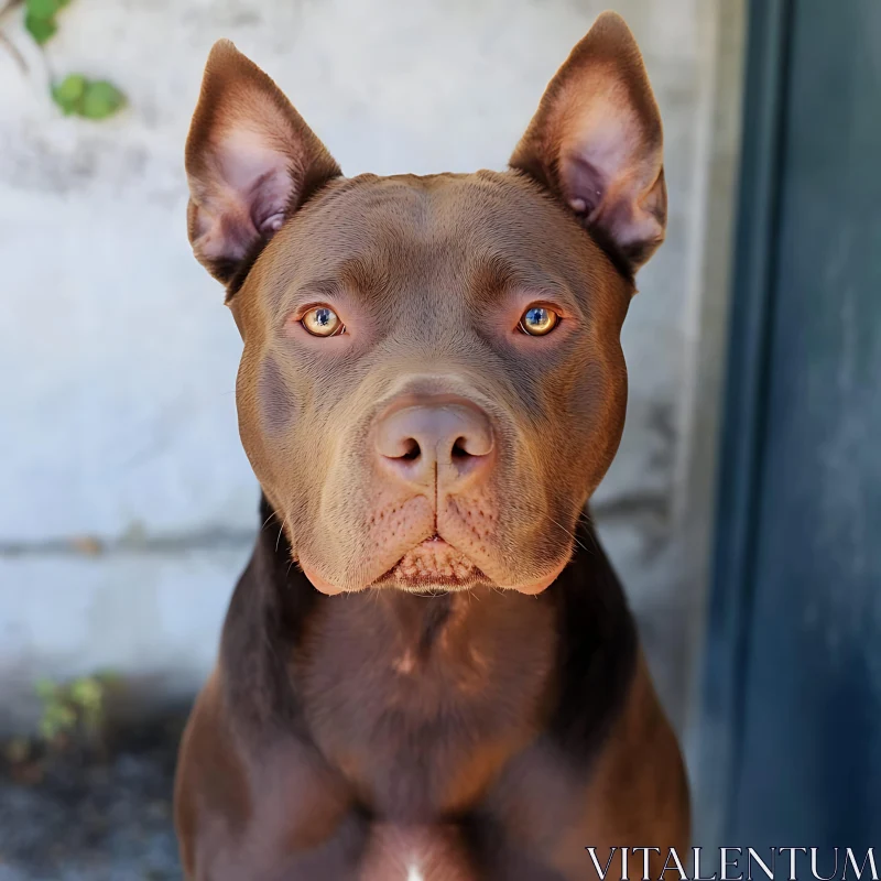 Brown Dog Close-Up with Golden Eyes AI Image