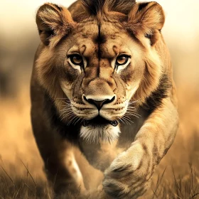 Lion Approaching in the Wild
