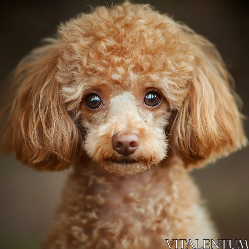 Charming Poodle Portrait with Curly Fur and Big Brown Eyes AI Image