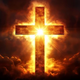 Illuminated Cross Amidst Clouds