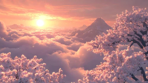 Cherry Blossoms Above the Clouds