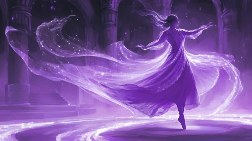 Woman in Purple Dress Ballet Pose