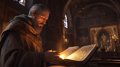Illuminated Manuscript Study in Gothic Setting