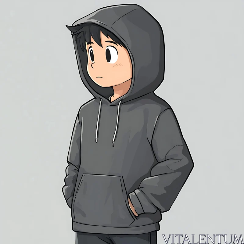 AI ART Anime Portrait of Hoodie-Wearing Character