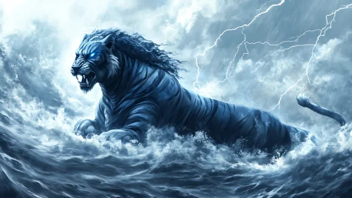 Blue Tiger in the Tempest